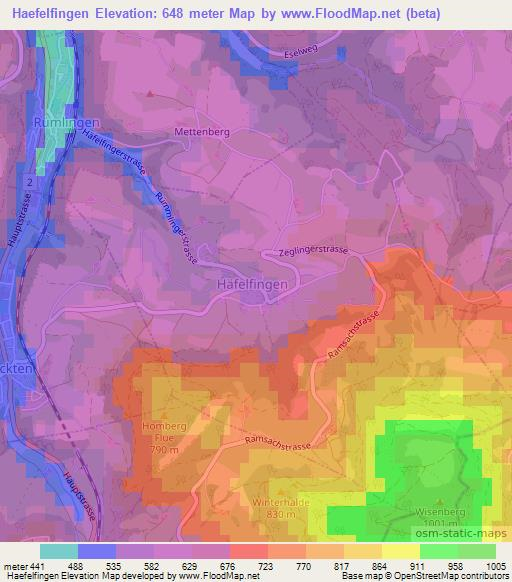 Haefelfingen,Switzerland Elevation Map