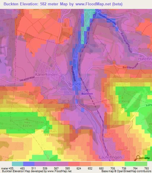 Buckten,Switzerland Elevation Map