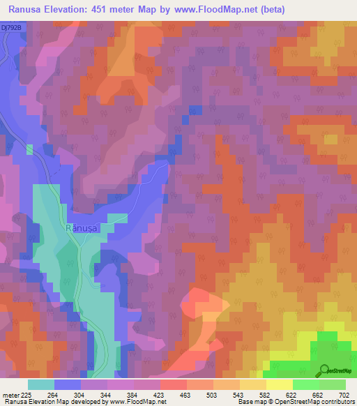 Ranusa,Romania Elevation Map