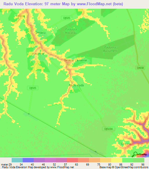 Radu Voda,Romania Elevation Map