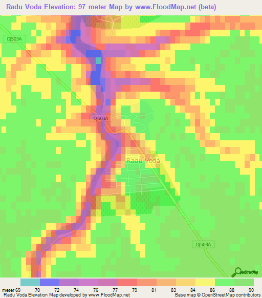 Radu Voda,Romania Elevation Map