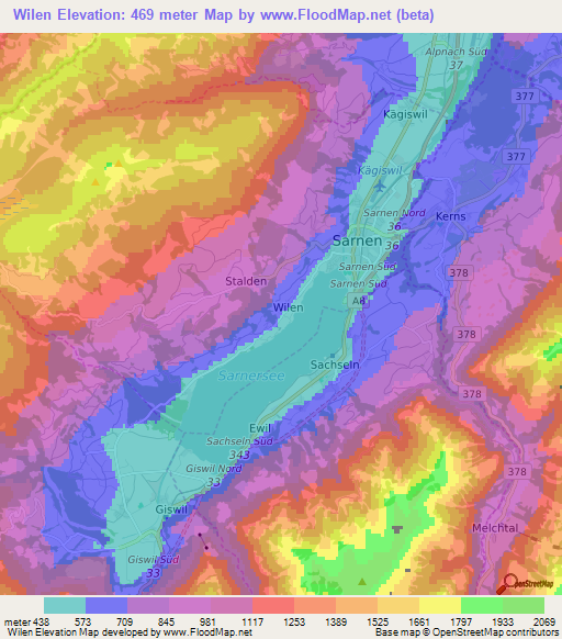 Wilen,Switzerland Elevation Map