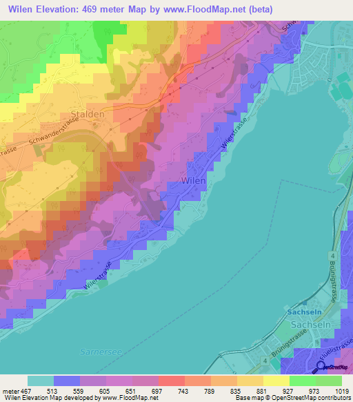 Wilen,Switzerland Elevation Map