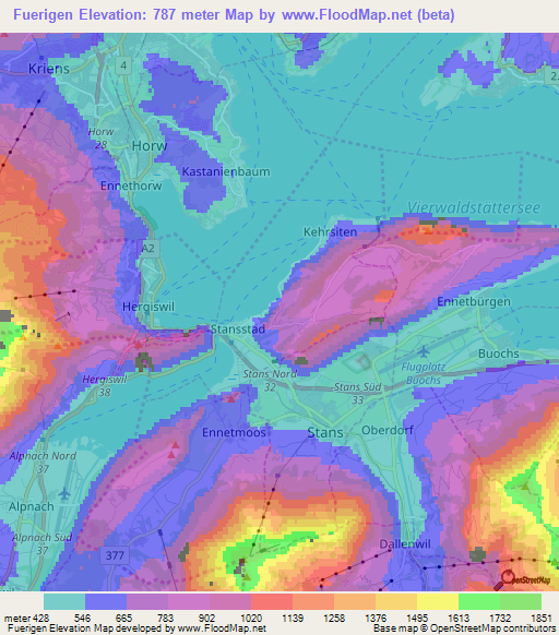 Fuerigen,Switzerland Elevation Map