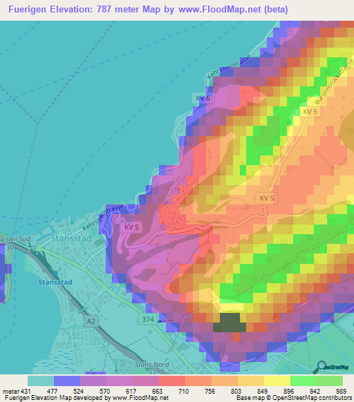 Fuerigen,Switzerland Elevation Map