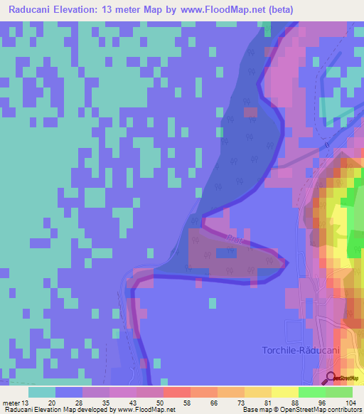 Raducani,Romania Elevation Map