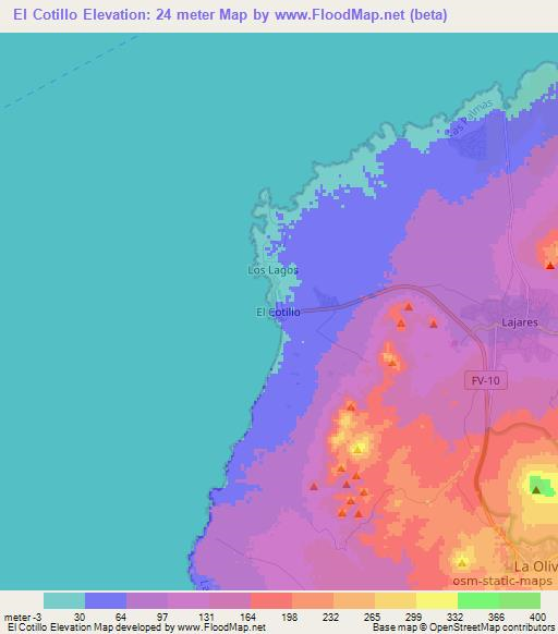 El Cotillo,Spain Elevation Map