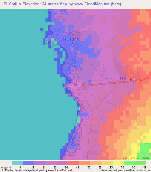 El Cotillo,Spain Elevation Map