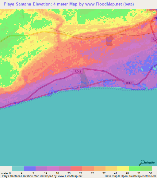 Playa Santana,Dominican Republic Elevation Map