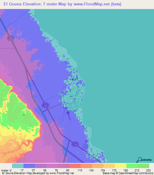 El Gouna,Egypt Elevation Map