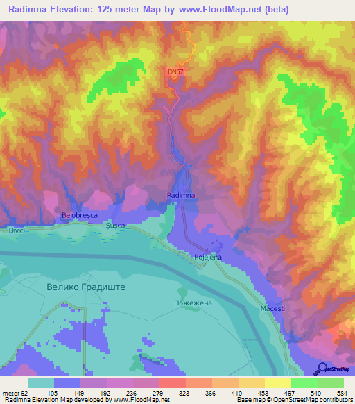 Radimna,Romania Elevation Map