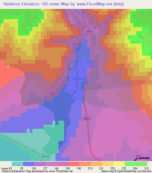 Radimna,Romania Elevation Map