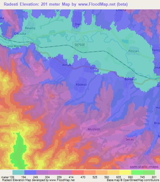 Radesti,Romania Elevation Map