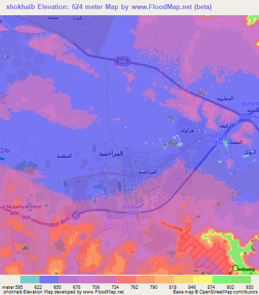 shokhaib,Saudi Arabia Elevation Map