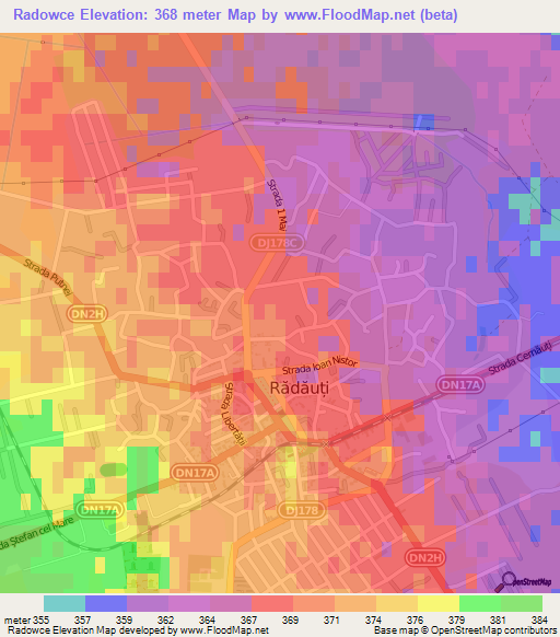 Radowce,Romania Elevation Map