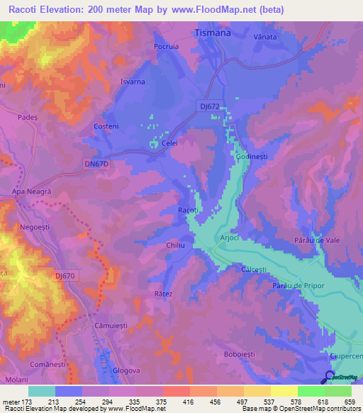 Racoti,Romania Elevation Map