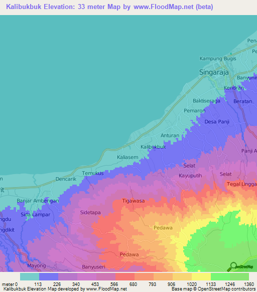 Kalibukbuk,Indonesia Elevation Map