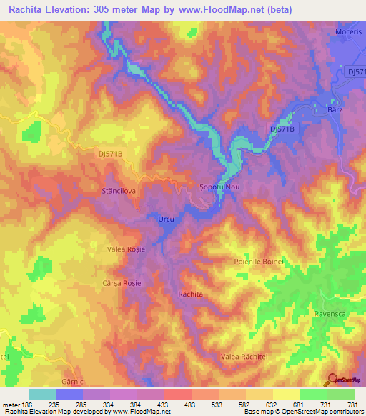 Rachita,Romania Elevation Map