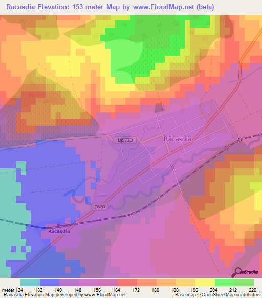 Racasdia,Romania Elevation Map