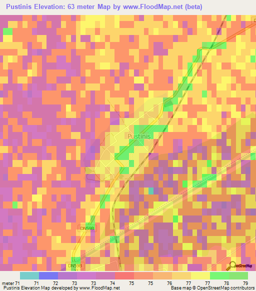 Pustinis,Romania Elevation Map