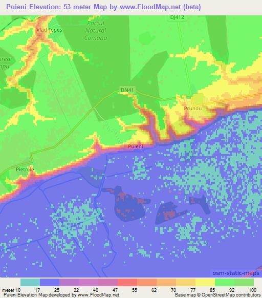 Puieni,Romania Elevation Map