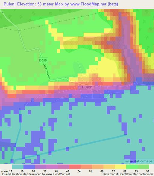 Puieni,Romania Elevation Map