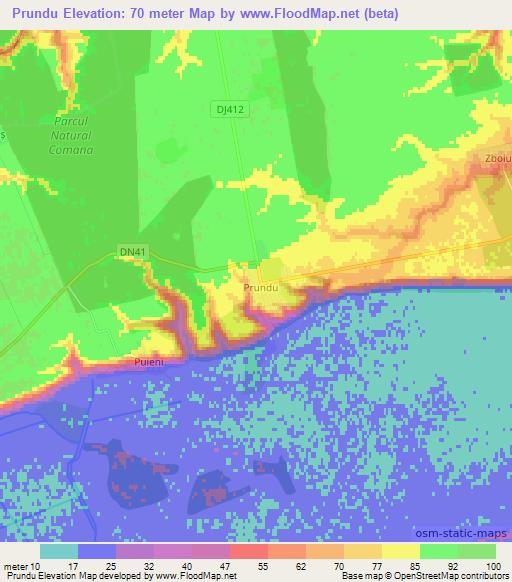 Prundu,Romania Elevation Map