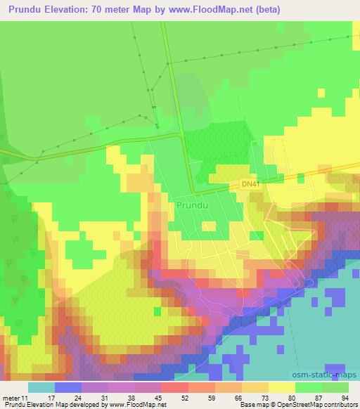 Prundu,Romania Elevation Map