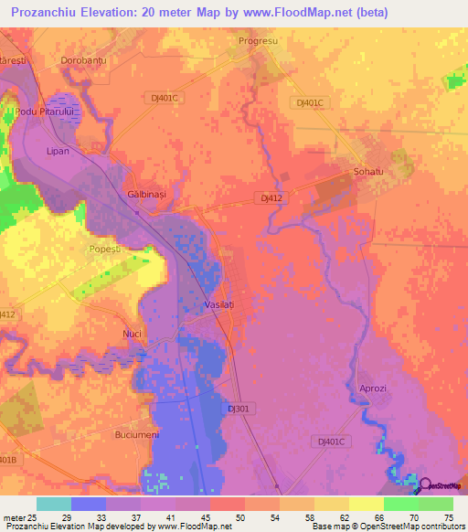 Prozanchiu,Romania Elevation Map