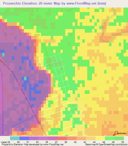 Prozanchiu,Romania Elevation Map