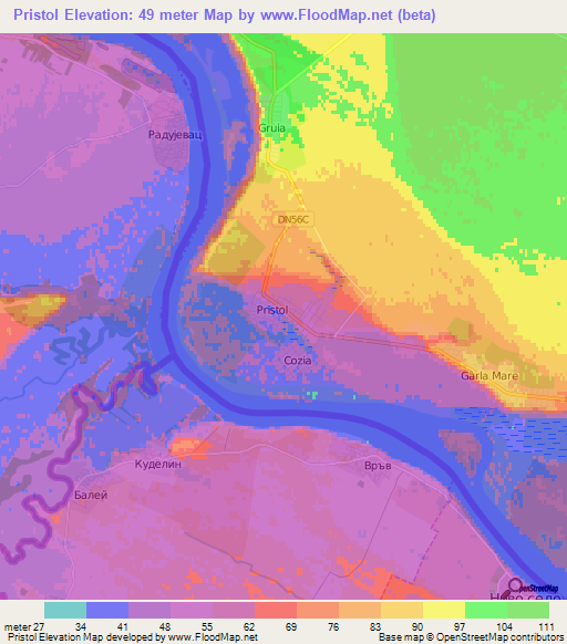 Pristol,Romania Elevation Map