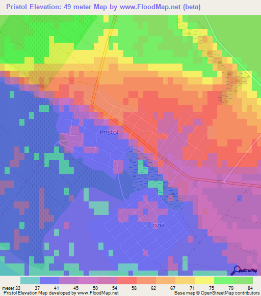 Pristol,Romania Elevation Map