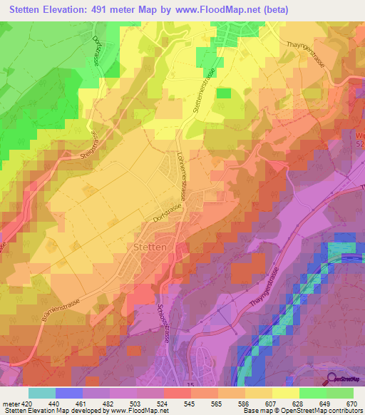 Stetten,Switzerland Elevation Map