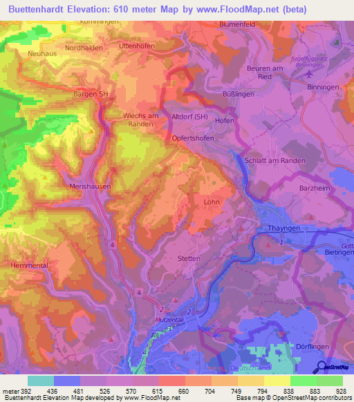 Buettenhardt,Switzerland Elevation Map