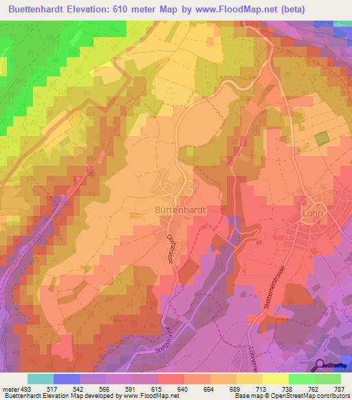 Buettenhardt,Switzerland Elevation Map