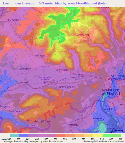 Loehningen,Switzerland Elevation Map