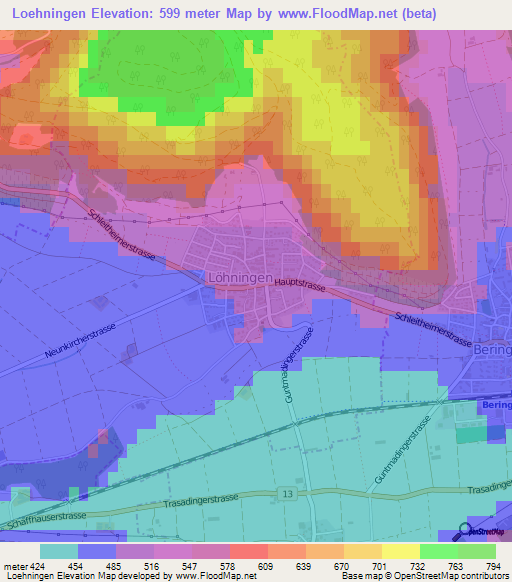 Loehningen,Switzerland Elevation Map