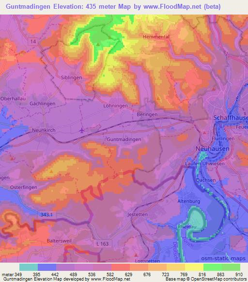 Guntmadingen,Switzerland Elevation Map