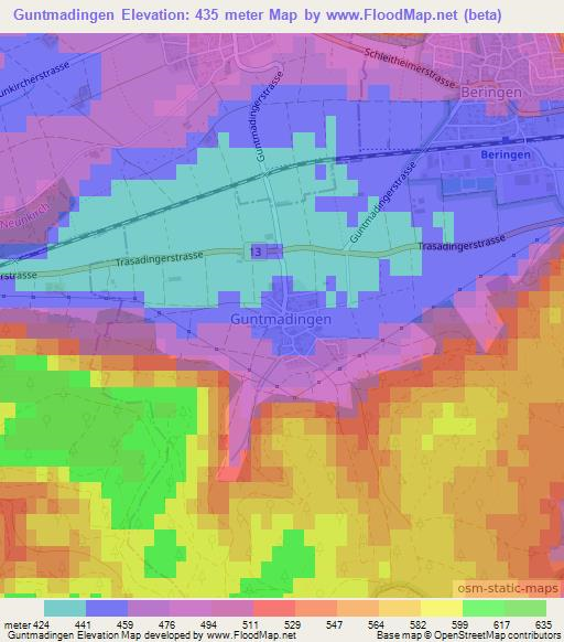 Guntmadingen,Switzerland Elevation Map