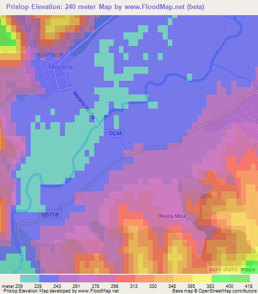 Prislop,Romania Elevation Map