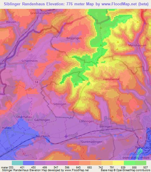 Siblinger Randenhaus,Switzerland Elevation Map