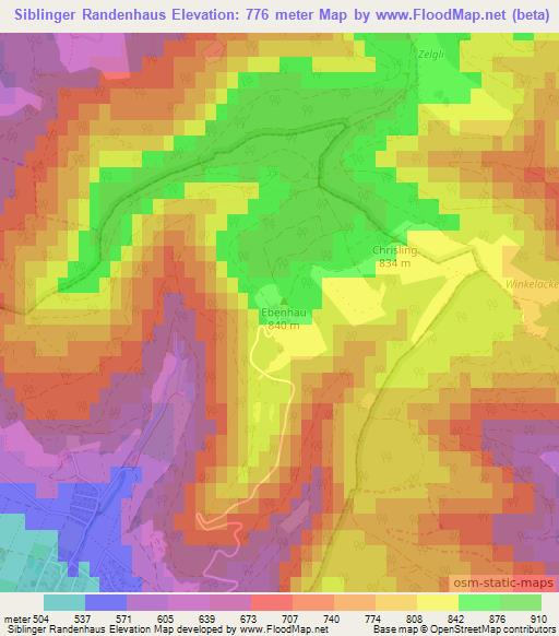 Siblinger Randenhaus,Switzerland Elevation Map