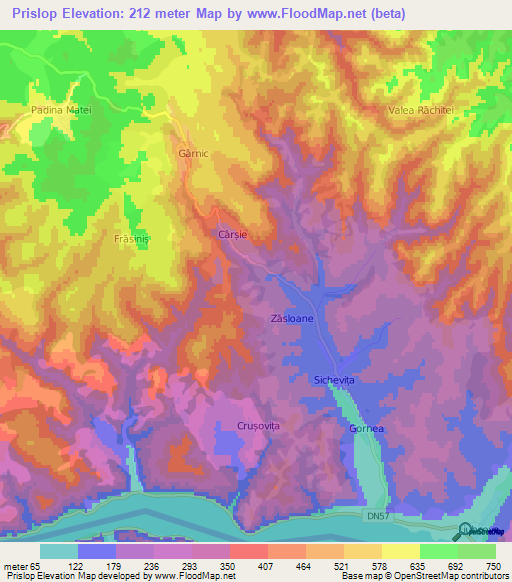 Prislop,Romania Elevation Map