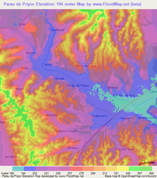 Parau de Pripor,Romania Elevation Map