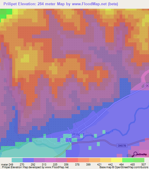 Prilipet,Romania Elevation Map