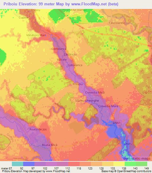 Priboiu,Romania Elevation Map