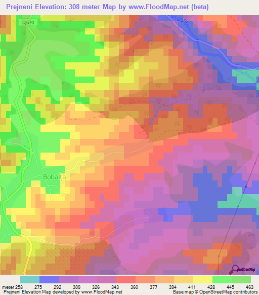 Prejneni,Romania Elevation Map