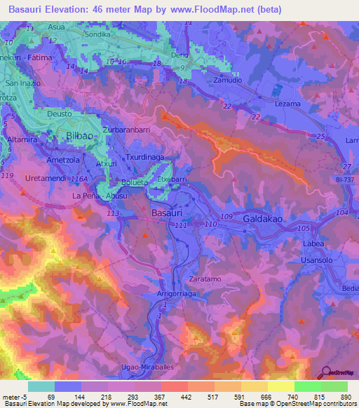 Basauri,Spain Elevation Map