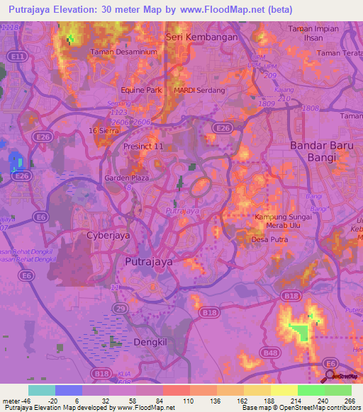 Putrajaya,Malaysia Elevation Map