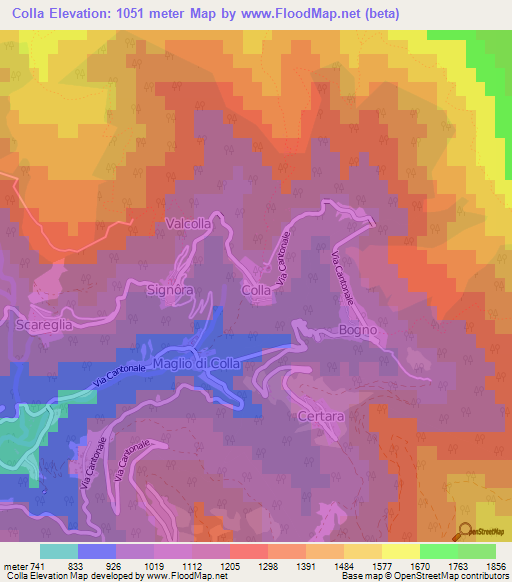 Colla,Switzerland Elevation Map